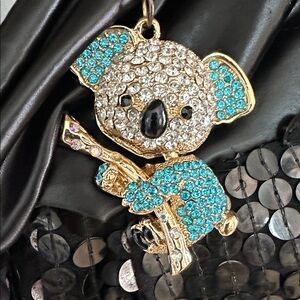 Betsey Johnson Koala Rhinestone Necklace Or Bag Charm